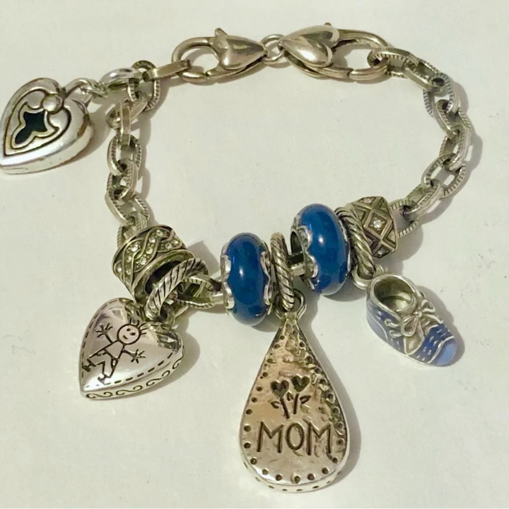 🆕Listing 🆕Brighton Happy Boy silver heart charm Stick figure both sides Retired